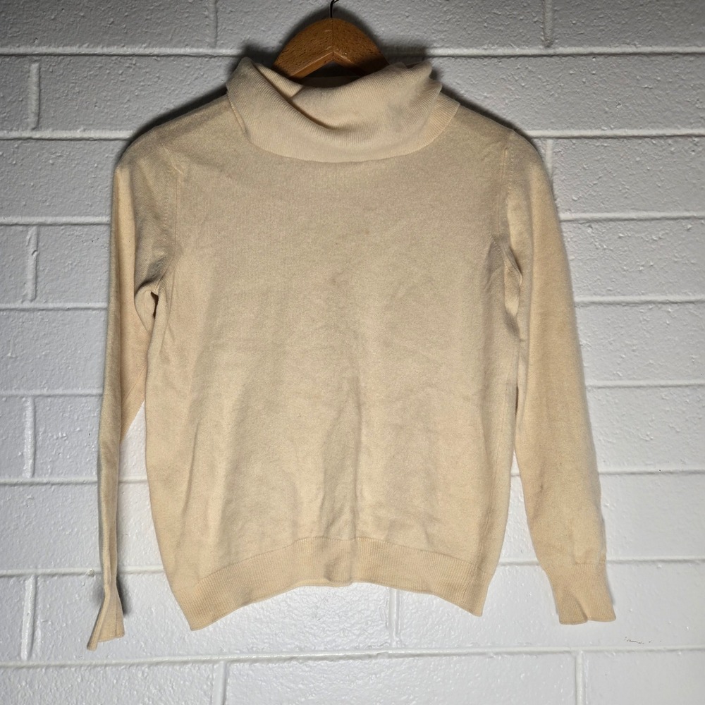 Vtg Pringle Scotland Cashmere Turtleneck Sweater 38 Cream Knit Top Cozy Luxury